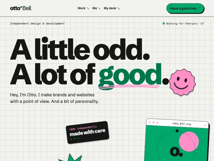 Die Vorlage Otto: das verspielte Portfolio einer Designerin mit Projektvorschauen